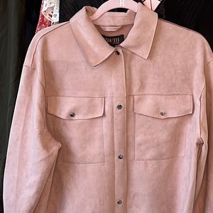 Truth Pink Shacket-Faux Suede
